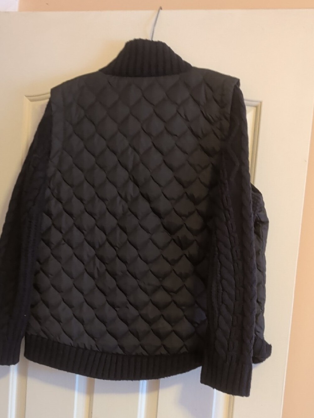 Talbots Navy Quilted Front Knit-Sleeve Puffer Jacket - Picture 5 of 5